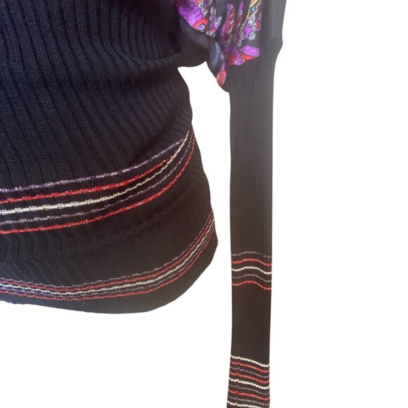 Beautiful And Unique Satin And Knit Blouse Made In Italy - Picture 5 of 8